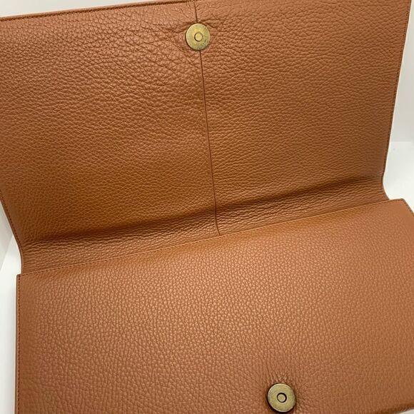 ELA STONE Paris Grained Cognac Leather Clutch - Picture 6 of 11